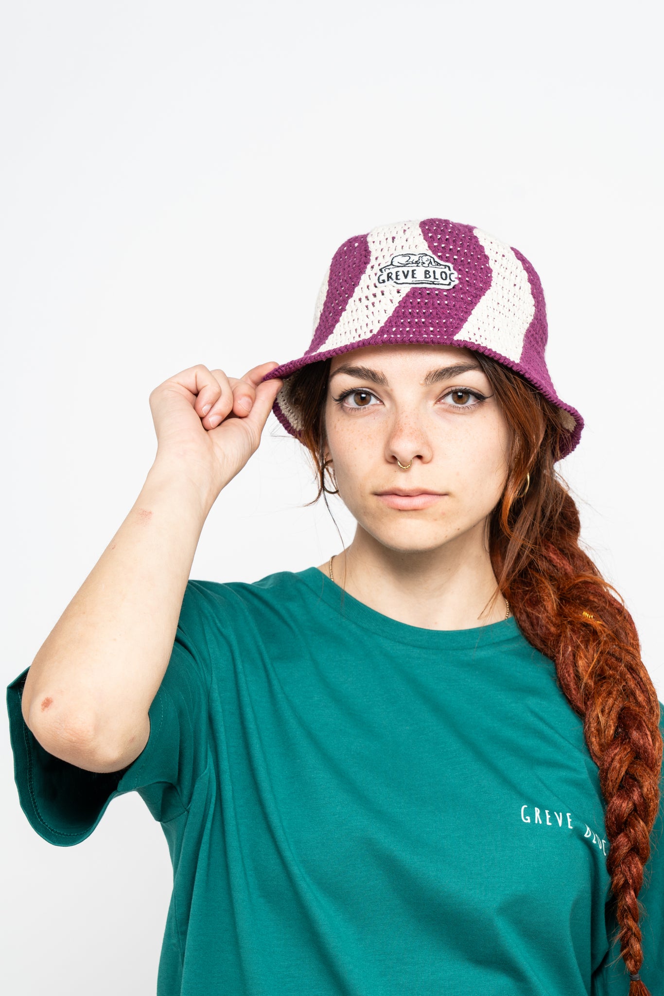Bucket hat "Spiral" ciclamino e panna