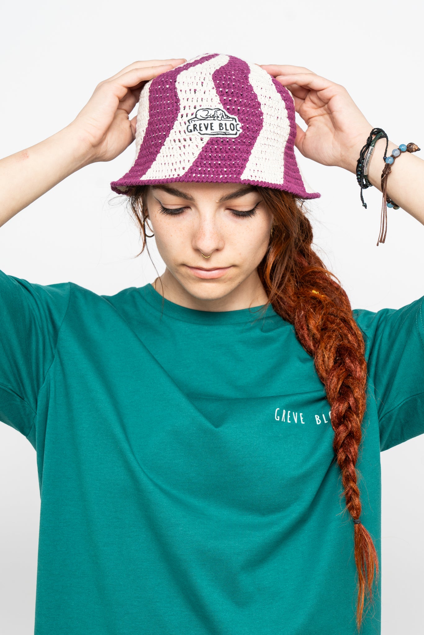 Bucket hat "Spiral" ciclamino e panna